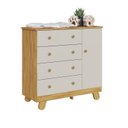 Ver imagem 2 de Cômoda Infantil 1 Porta 4 Gavetas 100% MDF 95cm Levy Espresso Móveis Bege/Amêndoa/Off White