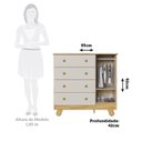 Ver imagem 3 de Cômoda Infantil 1 Porta 4 Gavetas 100% MDF 95cm Levy Espresso Móveis Bege/Amêndoa/Off White