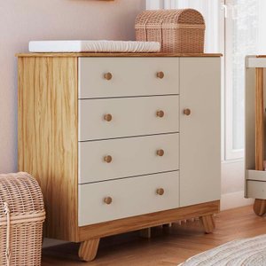 Cômoda Infantil 1 Porta 4 Gavetas 100% Mdf 95cm Levy Espresso Móveis