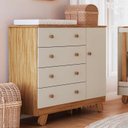 Ver imagem 1 de Cômoda Infantil 1 Porta 4 Gavetas 100% MDF 95cm Levy Espresso Móveis Bege/Amêndoa/Off White