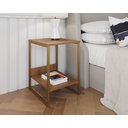 Ver imagem 2 de Mesa Cabeceira Industrial Tókio Base Ferro Dourado Tampo Amêndoa
