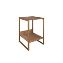 Ver imagem 1 de Mesa Cabeceira Industrial Tókio Base Ferro Dourado Tampo Amêndoa