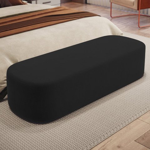 Puff Decorativo Orgânico para Living Quarto 195cm Doha W01 Suede Preto - Lyam Decor