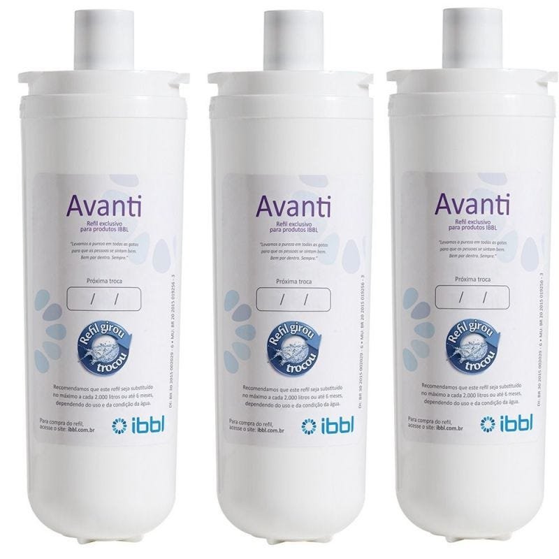 Refil Filtro Purificador de Água IBBL Avanti MIO Orignal Kit 3 Peças 