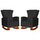 Ver imagem 1 de Conjunto 2 Poltronas Estofadas de Balanço Melinda Suede Preto - LM DECOR