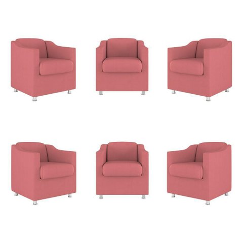 Kit 06 Poltronas Tilla Consultório Recepção Sala Suede Cor:rosa