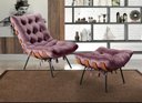 Ver imagem 2 de Poltrona Costela com Puff Cor:Veludo Roxo 380
