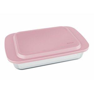 Assadeira Lasanheira de Vidro com Tampa Rosa 3,7lt - Élpis Móveis