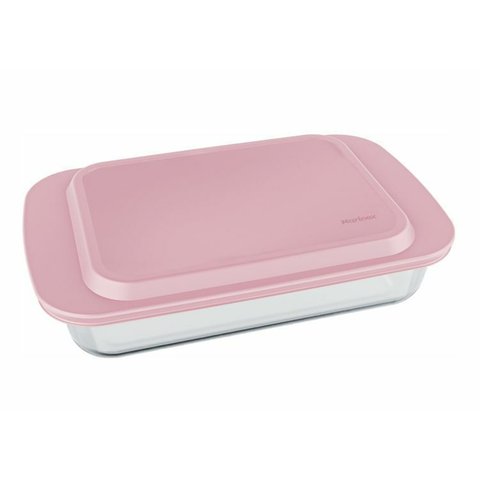 Assadeira Lasanheira de Vidro com Tampa Rosa 3,7lt - Élpis Móveis