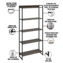 Ver imagem 4 de Kit 2 Estantes Multiuso Industrial 5 Prateleiras Areta 186x80cm C01 Carvalho Dark - Lyam Decor
