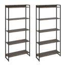 Ver imagem 1 de Kit 2 Estantes Multiuso Industrial 5 Prateleiras Areta 186x80cm C01 Carvalho Dark - Lyam Decor