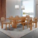 Ver imagem 1 de Sala de Jantar Mesa Portugal 180cm Tampo Laminado Barril e 6 Cadeiras Nala Moderna Mobília