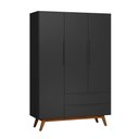 Ver imagem 2 de Guarda Roupa Solteiro Retrô Vintage Alpi - Preto Acetinado