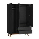 Ver imagem 3 de Guarda Roupa Solteiro Retrô Vintage Alpi - Preto Acetinado