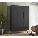 Ver imagem 1 de Guarda Roupa Solteiro Retrô Vintage Alpi - Preto Acetinado