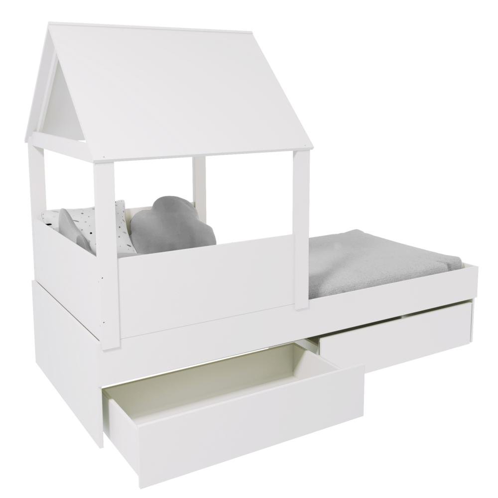 Cama Casinha com Telhado Mdf e 02 Gavetas Branco Mobilistore - 6