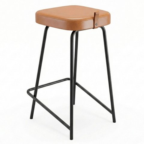 Banqueta Média para Cozinha Vik Estofada Couríssimo Whisky - Desk Design