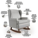 Ver imagem 4 de Kit 2 Poltronas De Amamentação Com Balanço Malu Base Madeira P02 Facto Cinza Metalizado - Lyam