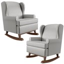 Ver imagem 1 de Kit 2 Poltronas De Amamentação Com Balanço Malu Base Madeira P02 Facto Cinza Metalizado - Lyam