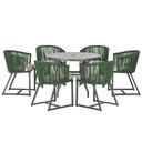 Ver imagem 1 de Mesa com 6 Cadeiras de Jantar Roma 120cm e Noronha em Alumínio Preto Corda Náutica Estofado 6 Trama