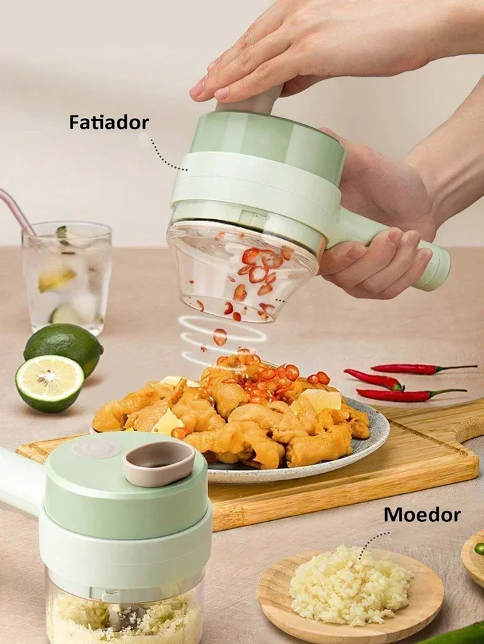 Cortador Triturador De Vegetais E Carnes Usb 4 Em 1 Sem Fio - 5