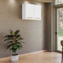 Ver imagem 2 de Armario Modulado Aereo Intenza 80cm com Puxador em Madeira:branco