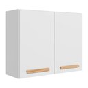 Ver imagem 1 de Armario Modulado Aereo Intenza 80cm com Puxador em Madeira:branco