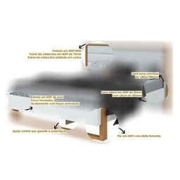 Cama Queen Freetown 160 Branco Amêndoa Clean - Lopas - 4