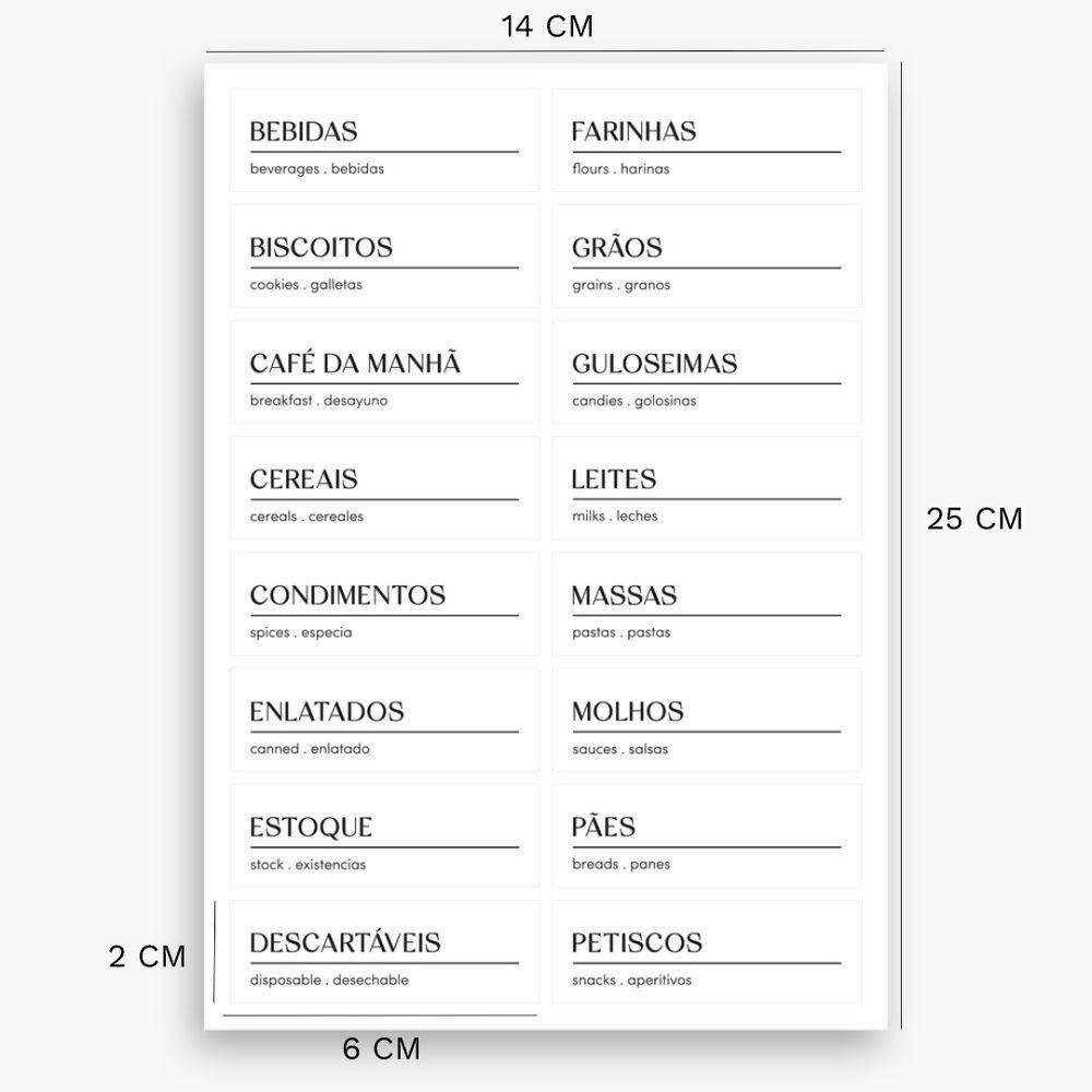Kit 56 Etiquetas Adesivas para Temperos, Mantimentos e Despensa ou Cor:branco - 5
