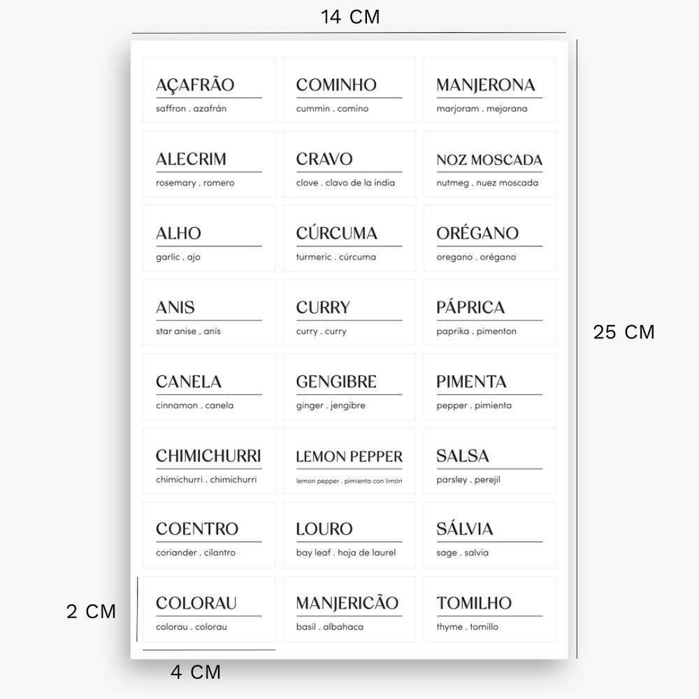 Kit 56 Etiquetas Adesivas para Temperos, Mantimentos e Despensa ou Cor:branco - 6