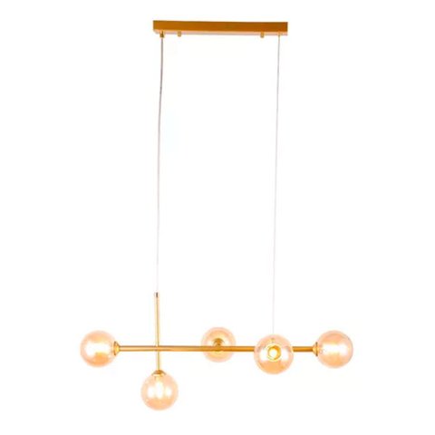 Lustre Pendente Teto 75cm Lâmpada G9 Lumier Bivolt Dourado Lumier