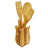 Kit Colher Bambu Culinário Pau Suporte Utensílios Cozinha Natural Ecológico Conjunto - Bambu - 1