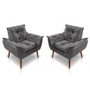 Ver imagem 1 de Kit 02 Poltrona Opala Decorativa Suede