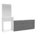 Ver imagem 2 de Cômoda Penteadeira Porto 6 Gavetas com Espelho 209x160cm Cinza/Branco 240890