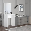 Ver imagem 1 de Cômoda Penteadeira Porto 6 Gavetas com Espelho 209x160cm Cinza/Branco 240890