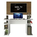 Ver imagem 4 de Mesa para Computador Gamer Madesa 9409 e Painel para Tv até 50 Polegadas - Branco/rustic