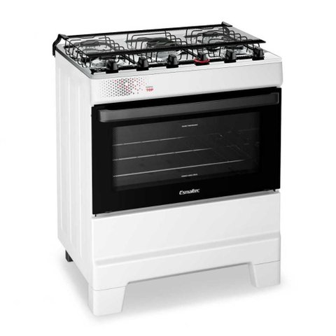 Fogão a Gás 5 Bocas Automático Ideal Top Branco Mesa Inox T5iab - Esmaltec