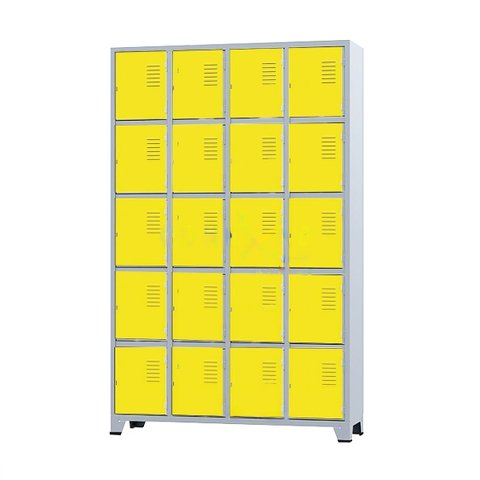 Armário Roupeiro De Aço Para Vestiário 20 Portas Locker Amarelo