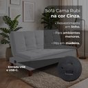 Ver imagem 2 de Sofá Cama Inteligente Conectividade com USB e Entrada Tipo C Rubi sem Caixa Bicama Linho Cinza