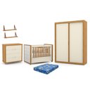 Ver imagem 1 de Dormitório Tutto 2 Portas, Cômoda, Berço Off White/freijó com Capitonê, Colchão Physical e