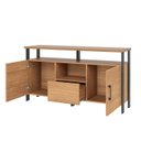 Ver imagem 5 de Buffet com 2 Portas e Gaveta 135cm Industrial Marrom/Freijó/Preto