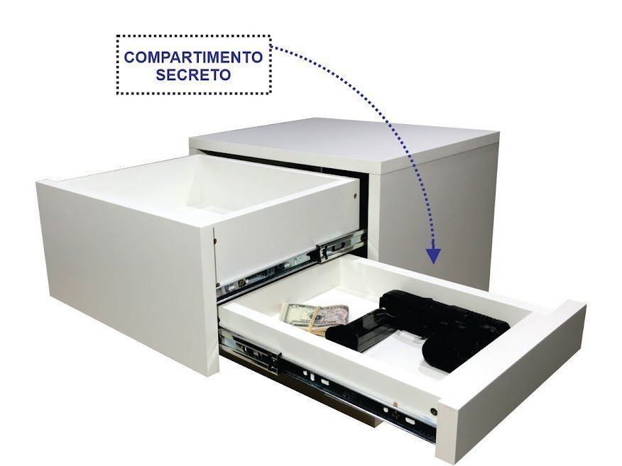 Mesa De Cabeceira Nicho De Mdf Gaveta Secreta Fundo Falso - 3