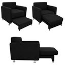 Ver imagem 5 de Poltrona Cama Retrátil Daiana Confortável em Veludo Suede Preto