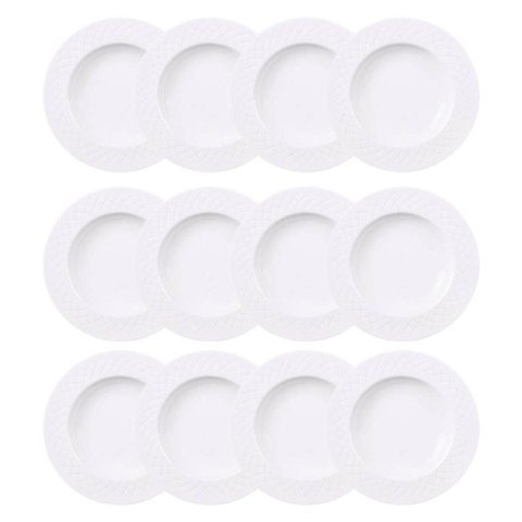 Kit 12 Pratos Fundos Porcelana Branca 23cm Mesa Posta Buffet