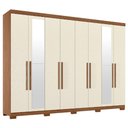 Ver imagem 2 de Guarda Roupa Casal 239cm 8 Portas com Pés e Espelho Vortex Jatobá/Areia S01 - Mpozenato