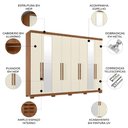 Ver imagem 3 de Guarda Roupa Casal 239cm 8 Portas com Pés e Espelho Vortex Jatobá/Areia S01 - Mpozenato