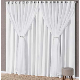 Cortina oxford com voil 10,00x2,30 Para Trilho Suíço:Branco - 2
