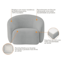Ver imagem 6 de Kit Sofá 3 Lugares 180cm e Poltrona Orgânico Luxo Recepção Sala de Estar e Tv Amore Bouclé Cinza- Ma