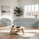 Ver imagem 1 de Kit Sofá 3 Lugares 180cm e Poltrona Orgânico Luxo Recepção Sala de Estar e Tv Amore Bouclé Cinza- Ma