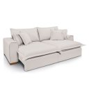 Ver imagem 2 de Sofá Retrátil Reclinável com Molas Ensacadas no Assento Confortável Tecido Linho Cru 2,50m